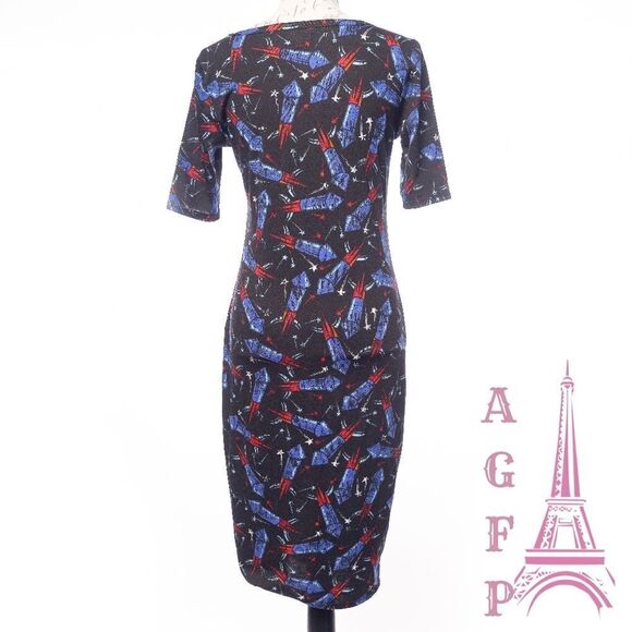 Lularoe Julia dress size S fireworks red blue Firecracker casual comfy  💖2/$30 - Picture 4 of 12